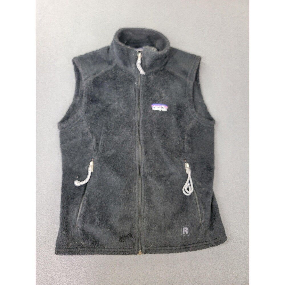 Patagonia Fleece Vest Womens Small Black Regulator R Series Made in USA Full Zip